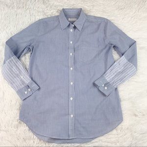 Equipment women's XS long sleeve blue striped button up shirt